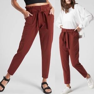 Athleta Skyline Pant High Waisted Paper Bag Belted Slim Crop Ankle Joggers Pants